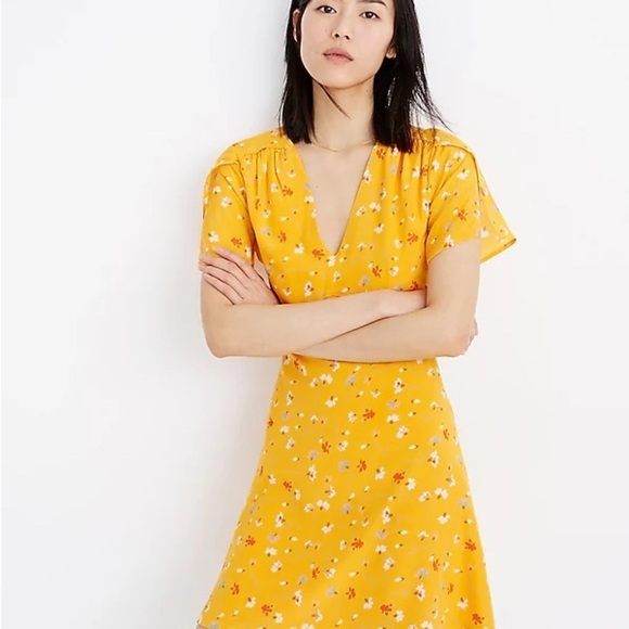 Madewell Belladona Silk Dress In Painted Carnations Boho Fall Chic Sz 12 - Picture 2 of 11